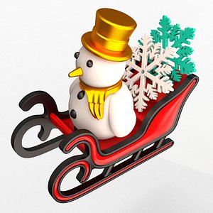 Christmas Sleigh with Cute Snowman 02