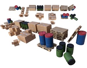 Warehouse Set PBR Game Ready 3D model