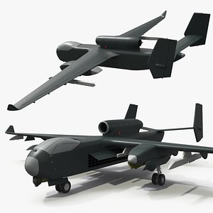 Jet Reconnaissance UAV with V-Tail Dark Green