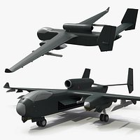 Jet Reconnaissance UAV with V-Tail Dark Green