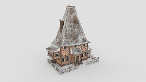 Medieval Building A11 Snow Wood - Scenery Backdrop House 3D