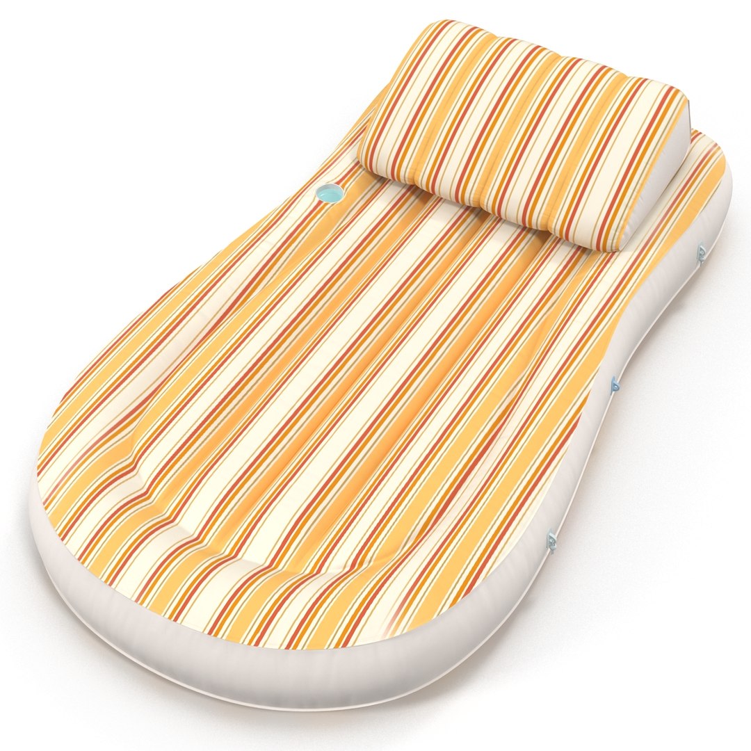 Inflatable Air Mattress 4 Orange 3D Model 3D model preview