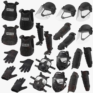 3D police riot gear bloody