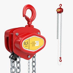3D Heavy-Duty Chain Block Hoist Red