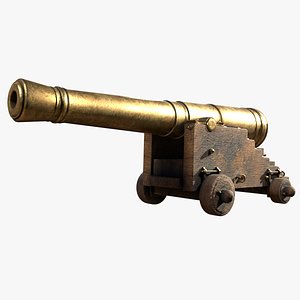 36 Pounder Brass Naval Cannon 3D