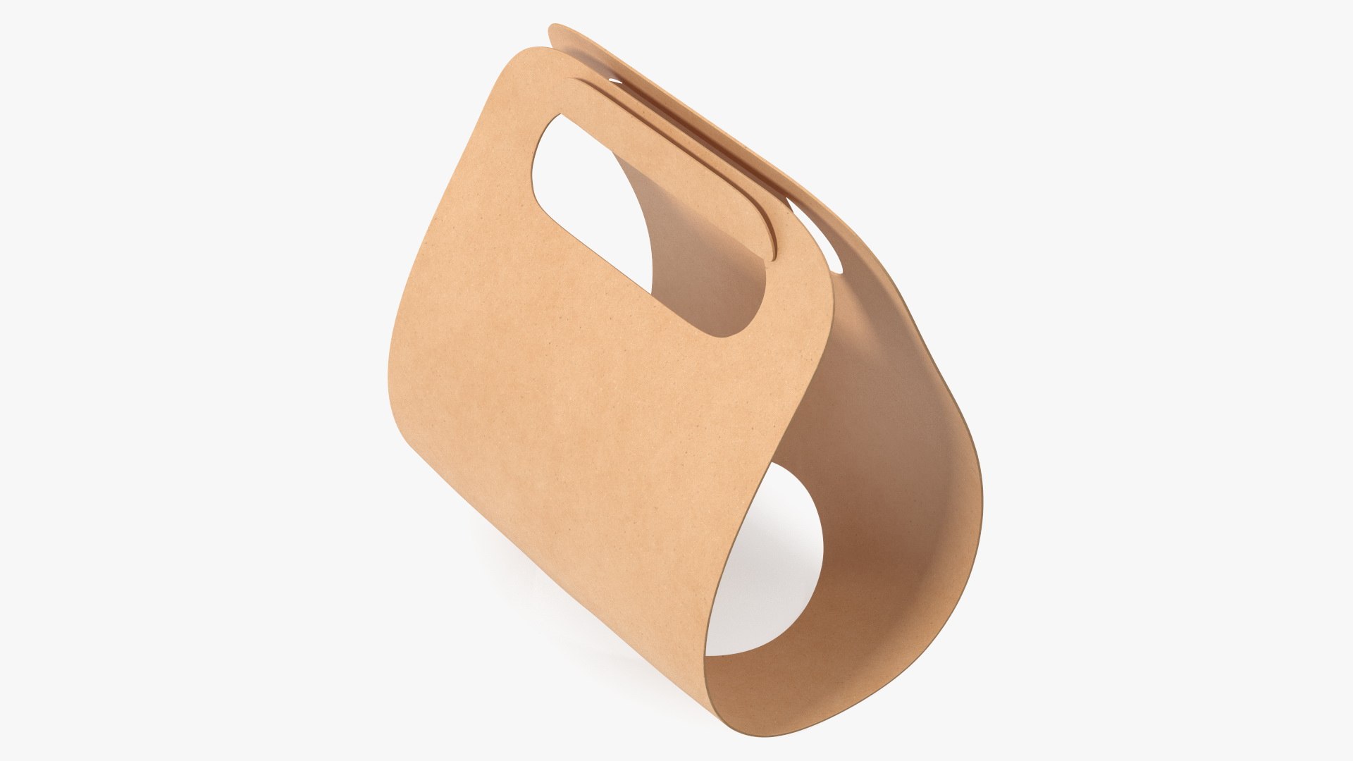 Kraft Paper Take Away Cup Holder One Cup 3D model preview