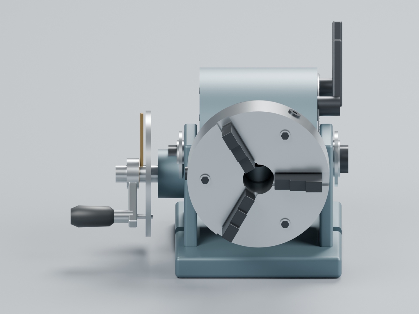 3D Universal Dividing Head with Three Jaw Chuck and Index Plate https://p.turbosquid.com/ts-thumb/M8/HiofaJ/nC/rotation/jpg/1793273340/1920x1080/turn_fit_q99/4b16ccfdf2ba73dcd4cd0b9380d4fd881b438637/rotation-1.jpg