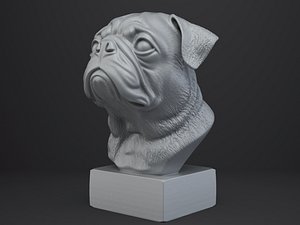 3D Pug Dog Bust
