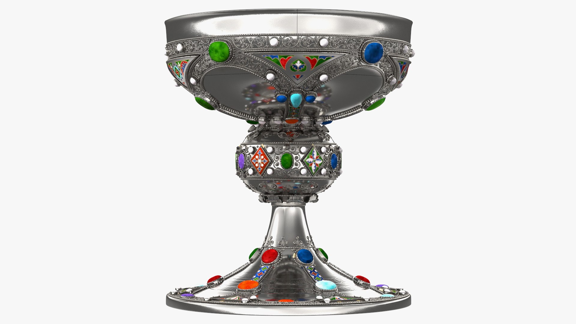 Silver Cup Encrusted with Precious Stones 3D model preview