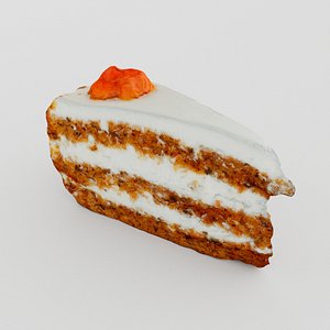 3D Carrot cake with cream and decor 3D model high quality photogrammetry 8k model