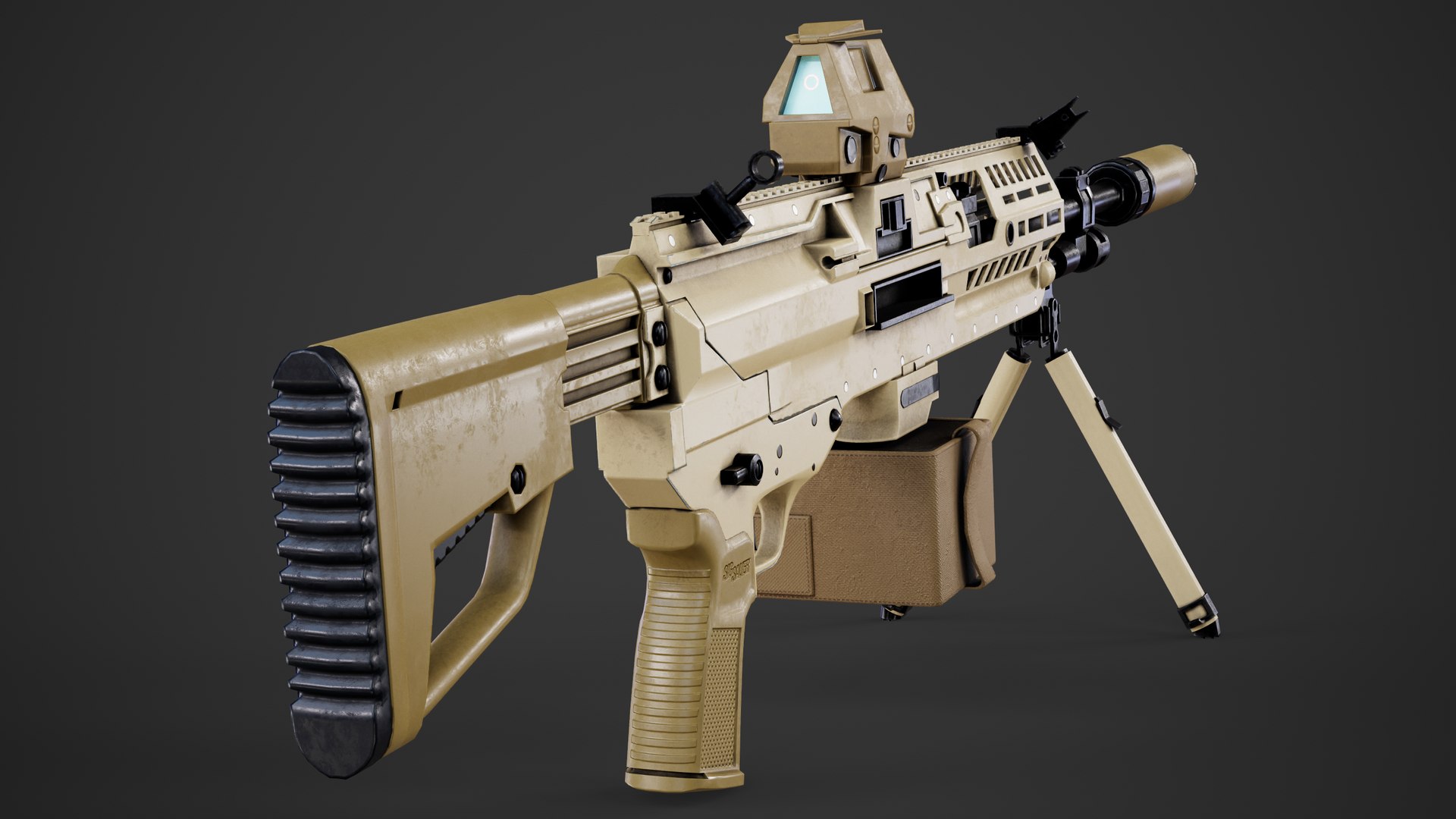 3D SIG Sauer XM250 Machine Gun 2022 model TurboSquid 1973067