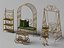 Set di mobili e decorazioni da giardino vintage in ferro battuto dorato