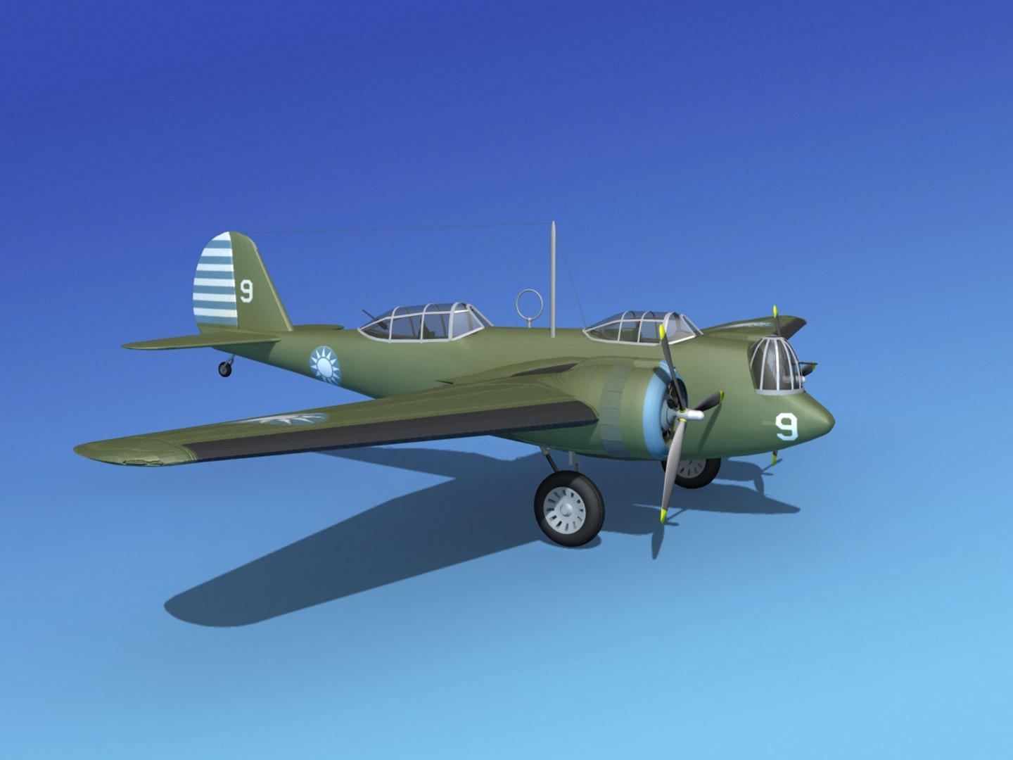 Propellers Martin B-10 Bomber 3d Obj