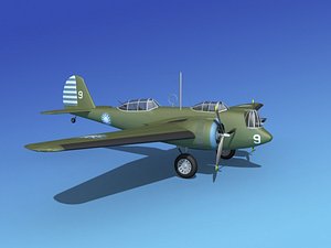 propellers martin b-10 bomber 3d obj