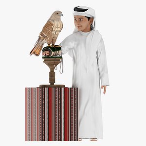 Arab boy with Falcon 3D model