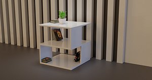 Bed Side  Wood Table 3D