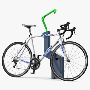 Road Bike Near Opened Bikeep Parking 3D model