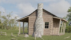 3D Old Log Cabin