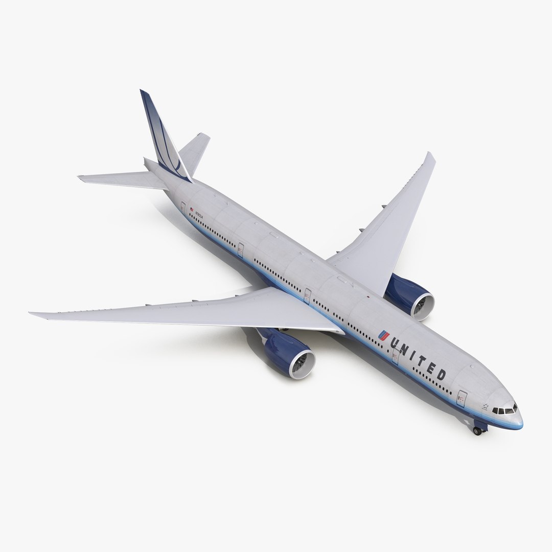 Boeing 777-300 United Airlines 3D model preview