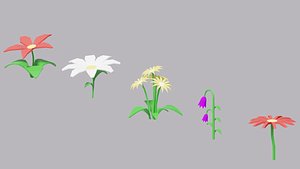 3D cartoon nature flowers pack