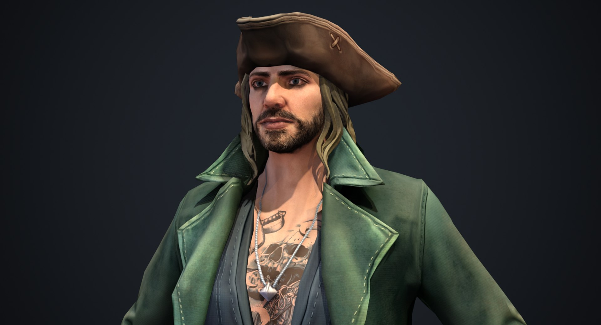 Real-time Rigged Pirate Green 3D Model - TurboSquid 1244573