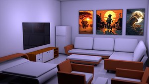Futuristic Sitting Room 3D model