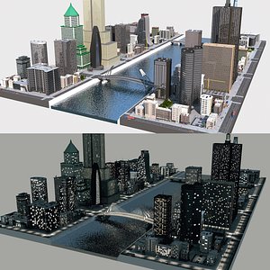 buildings bridge street 3D