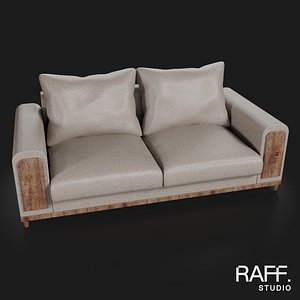 Rustic Leather 2-Seat Sofa - Country Upholstered Furniture