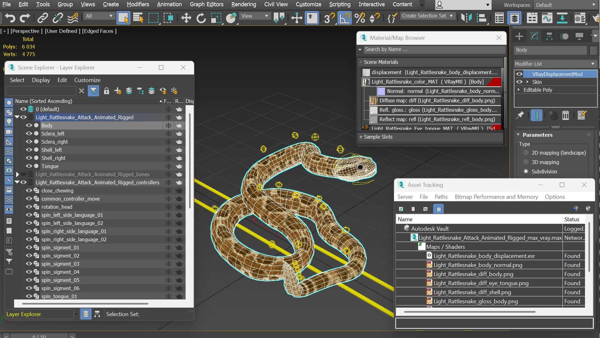 3D Light Rattlesnake Set Animated Rigged Model - TurboSquid 2546186