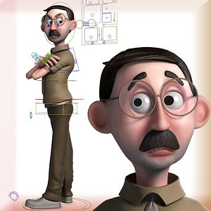 3D cartoon teacher rigged