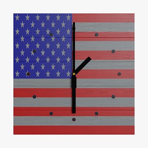 wallclock colored usa clock 3D
