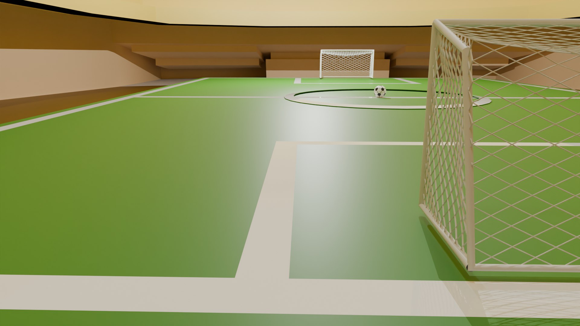 3D Low Poly Football Stadium With Soccer Goal And Football - TurboSquid ...
