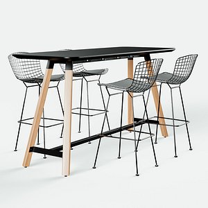 Knoll Bertoia Barstool and Rockwell Unscripted Tall Table
