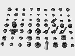 Mechanical Fasteners Nuts Bolts Knobs Hardware Asset Pack 3D model