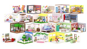 3D model Ultimate LowPoly Room Collection  20 Interiors  1000 Plus Assets