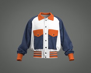 Mens Bomber jacket with Sherpa Fleece and denim
