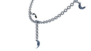 Silver Moon Sickle Charm Bracelet 3D