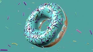 Donut with Sprinkles animated 3D model
