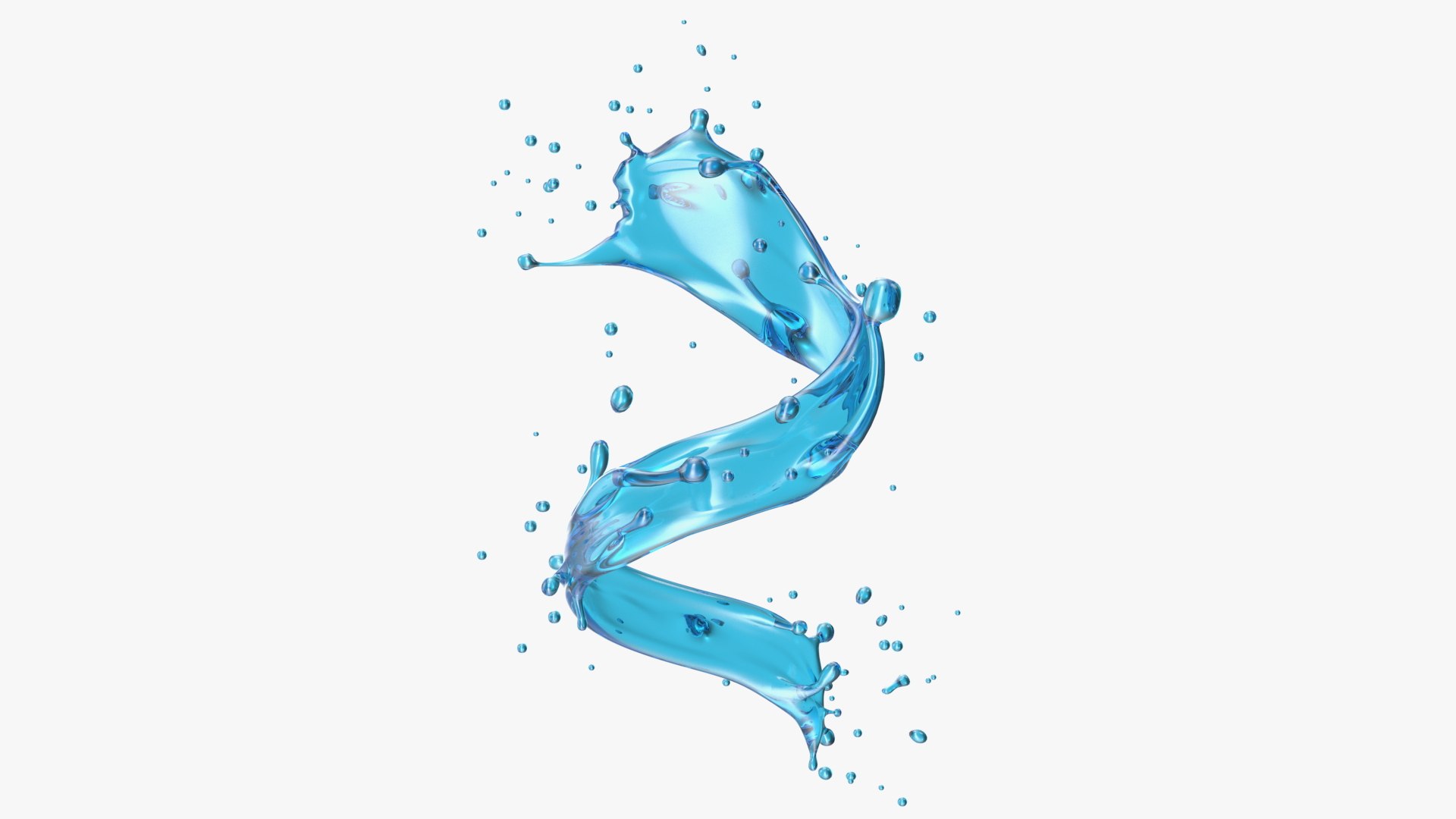 Blue Water Splash Spiral 3D model preview