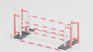 Red And White Oxer Show Jumping Obstacle 3D Model