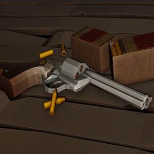 Revolver Python 357 Stylized Low Poly