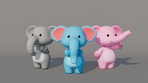 3D Rigged Cartoon Elephant model