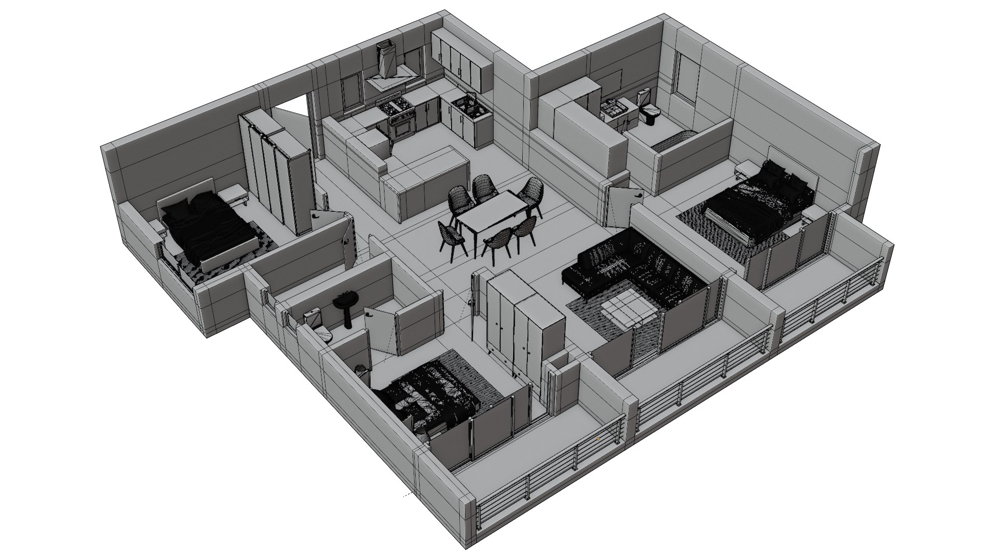 3D 3D Floor Plan Model 54 - TurboSquid 1972968