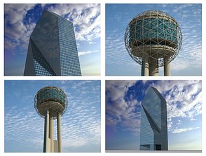 3d fountain place reunion tower model