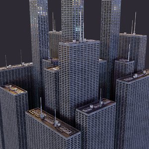futuristic skyscrapers blocks cityscapes 3D model