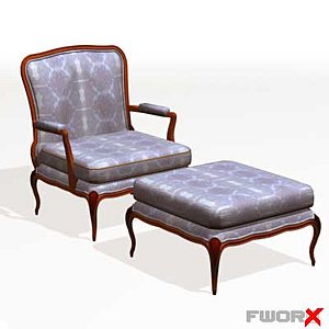3d old fashioned armchair model