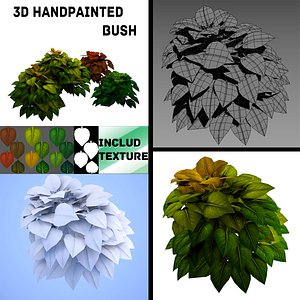 Handpainted Bush - Game asset