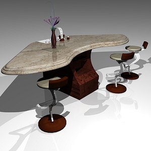 3d modern kitchen island corner