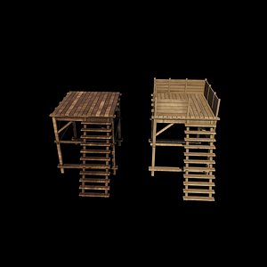 wooden Watchtower 3D model 3D model
