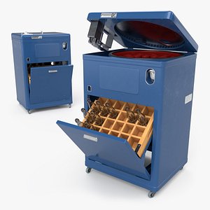 Retro Soda Dispenser with Open Door and Bottles Blue model